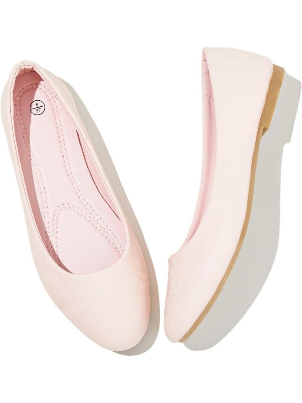 Women's Pink Embroidery PU Leather Ballet Flats Slip on Casual Loafers Shoes